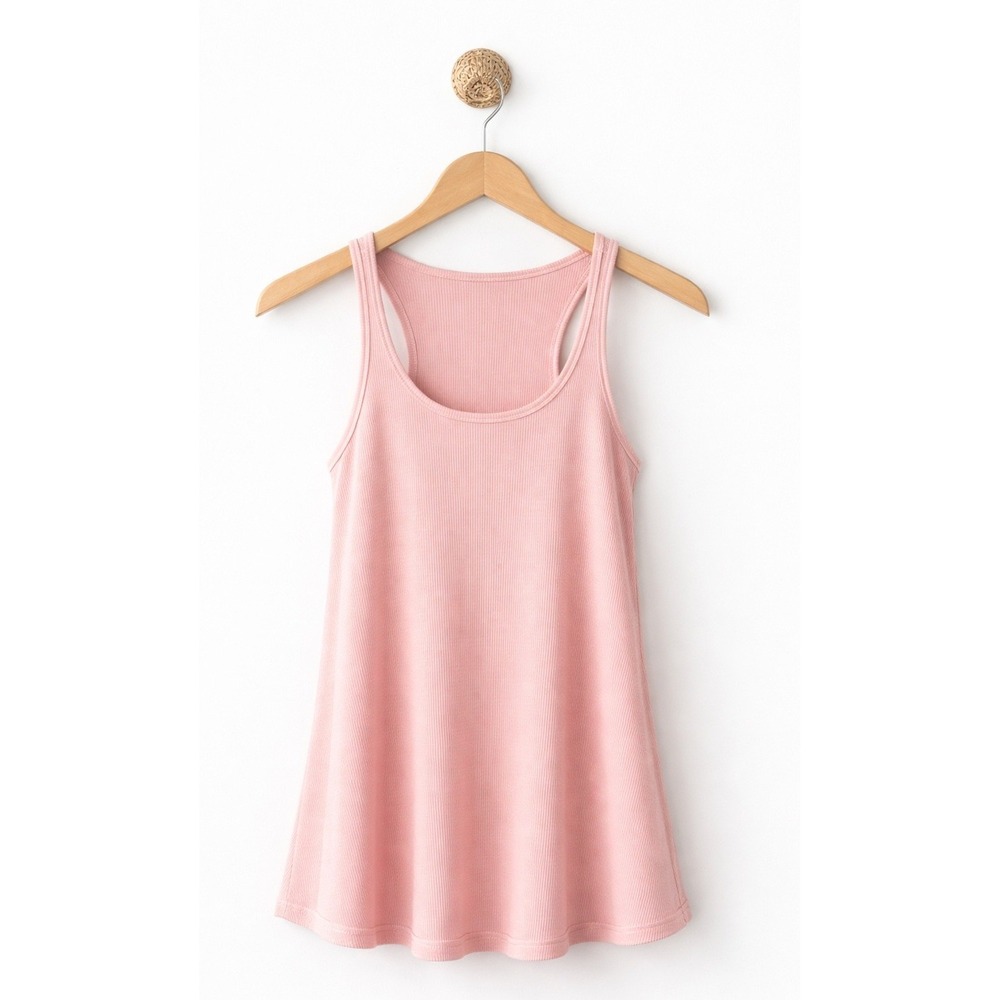 Free People Tank Top Women Medium Pink Ribbed Racerback Scoop Neck Athleisure